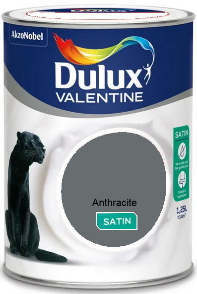 Anthracite Satin Crême de Couleur Dulux Valentine 1.25L | Peinture Discount