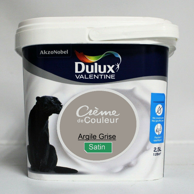 Crème de couleur Satin argile grise 2.5L Dulux Valentine I Peinture Discount