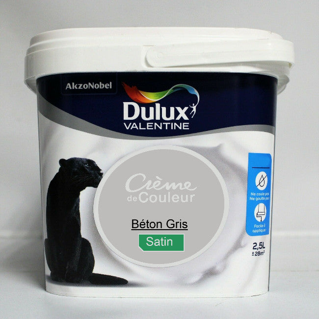 Crème de couleur Satin béton gris 2.5L Dulux Valentine I Peinture Discount