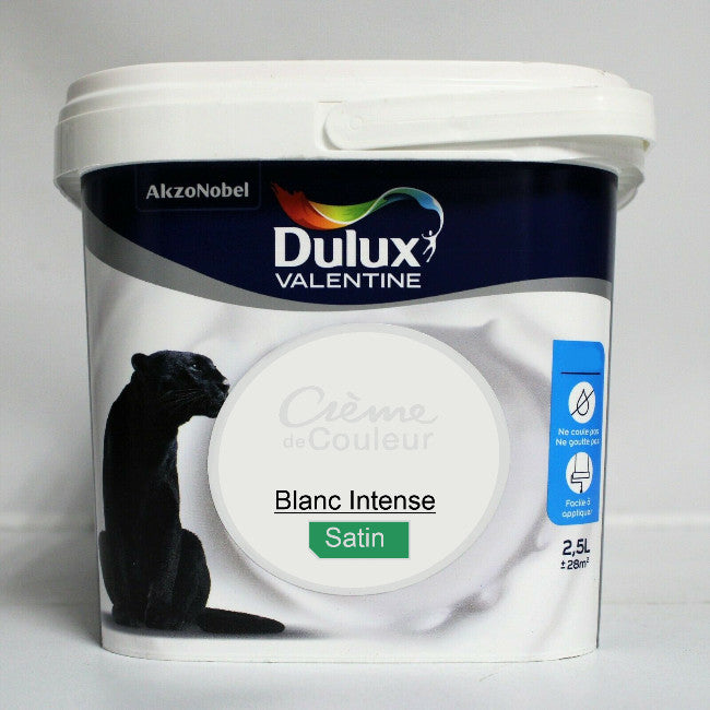 Crème de couleur Satin blanc intense 2.5L Dulux Valentine I Peinture Discount