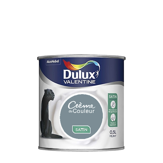 bleu Gris Peinture Crème de couleur Satin Dulux Valentine 0.5L | PEINTURE DISCOUNT