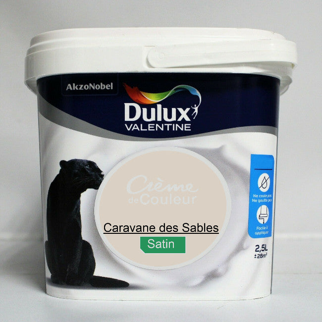 Crème de couleur Satin caravane des sables 2.5L Dulux Valentine I Peinture Discount
