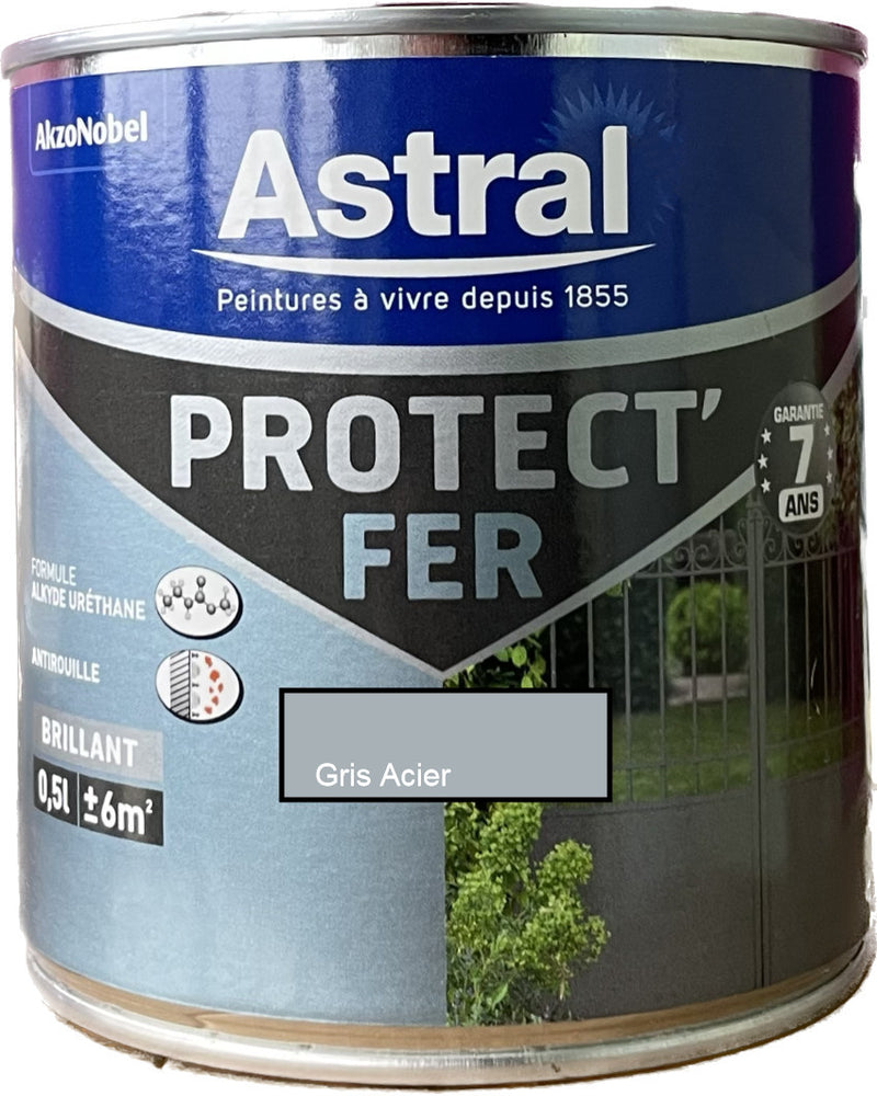Gris Acier Protec' Fer Astral 0.5 L | PEINTURE DISCOUNT