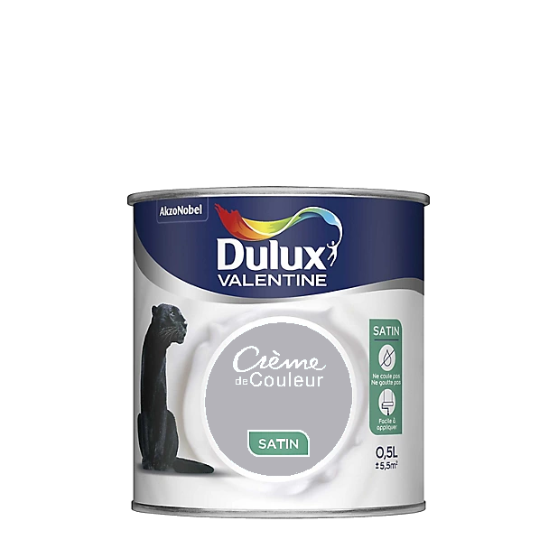 Gris d'orage Peinture Crème de couleur Satin Dulux Valentine 0.5L | PEINTURE DISCOUNT