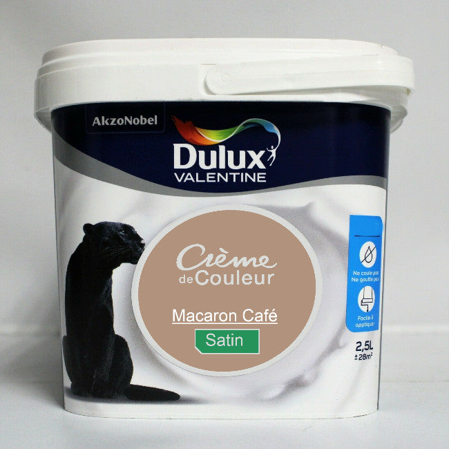 Crème de couleur Satin macaron café 2.5L Dulux Valentine I Peinture Discount