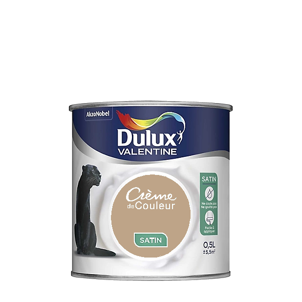 Moka Latte Peinture Crème de couleur Satin Dulux Valentine 0.5L | PEINTURE DISCOUNT