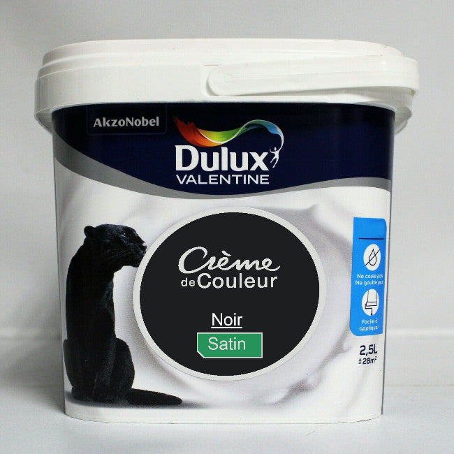 Crème de couleur Satin noir 2.5L Dulux Valentine I Peinture Discount