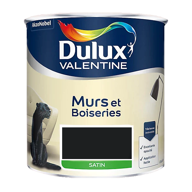 Noir Peinture Murs et Boiseries Dulux Valentine 2.5 L | PEINTURE DISCOUNT 