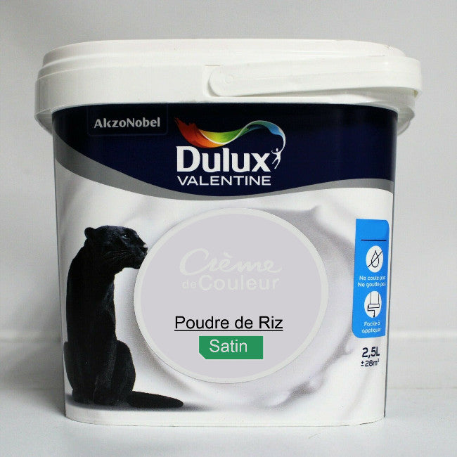 Crème de couleur Satin poudre de riz 2.5L Dulux Valentine I Peinture Discount