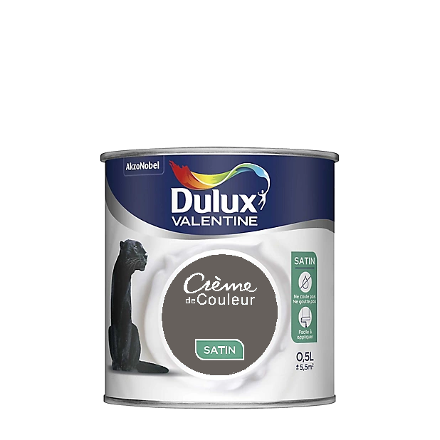 Réglisse Peinture Crème de couleur Satin Dulux Valentine 0.5L | PEINTURE DISCOUNT