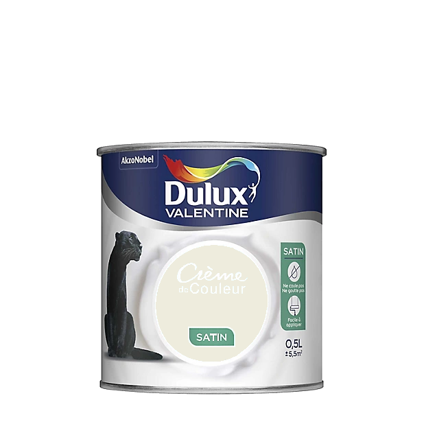 Voile Blanc Peinture Crème de couleur Satin Dulux Valentine 0.5L | PEINTURE DISCOUNT