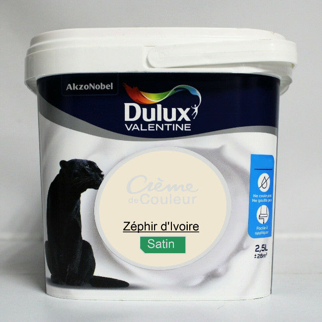Crème de couleur Satin Zéphir d'Ivoire 2.5L Dulux Valentine I Peinture Discount