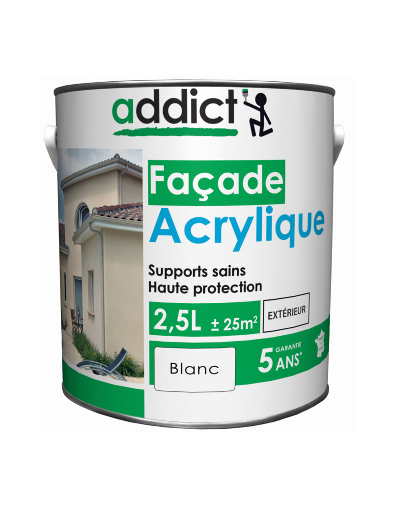 Peinture Façades Acrylique Blanc de Addict 2.5L | PEINTURE DISCOUNT