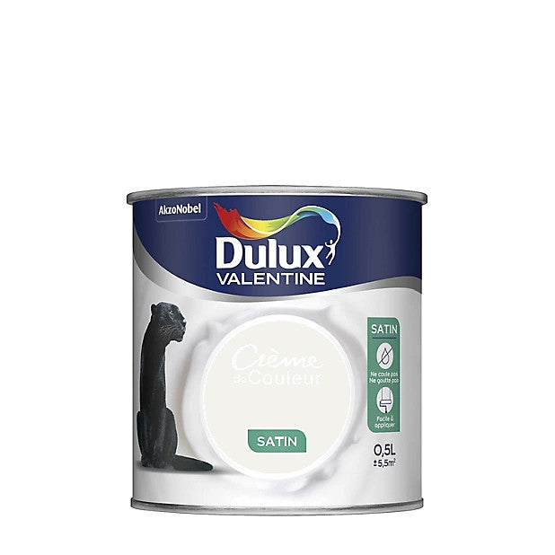 Blanc Peinture Crème de couleur Satin Dulux Valentine 0.5L | PEINTURE DISCOUNT