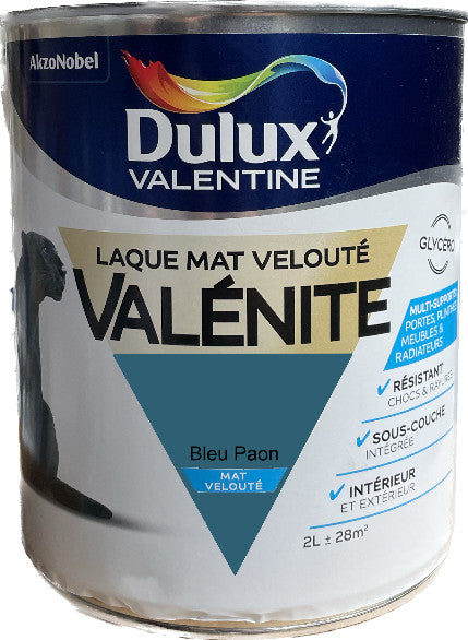 Bleu Paon Mat Laque Valénite Dulux Valentine | PEINTURE DISCOUNT