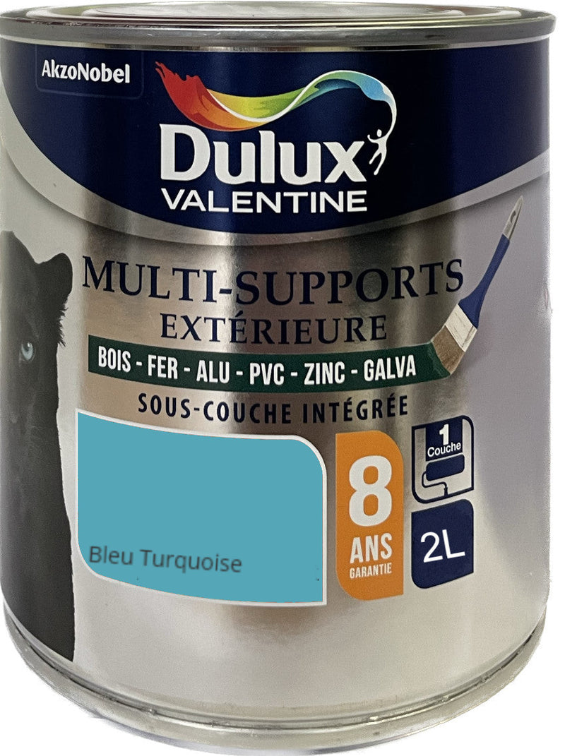 Bleu Turquoise Peinture Multi-Supports Dulux Valentine 2 L | PEINTURE DISCOUNT