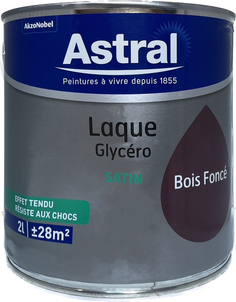 Bois Foncé Satin Laque Glycéro Astral 2L | PEINTURE DISCOUNT