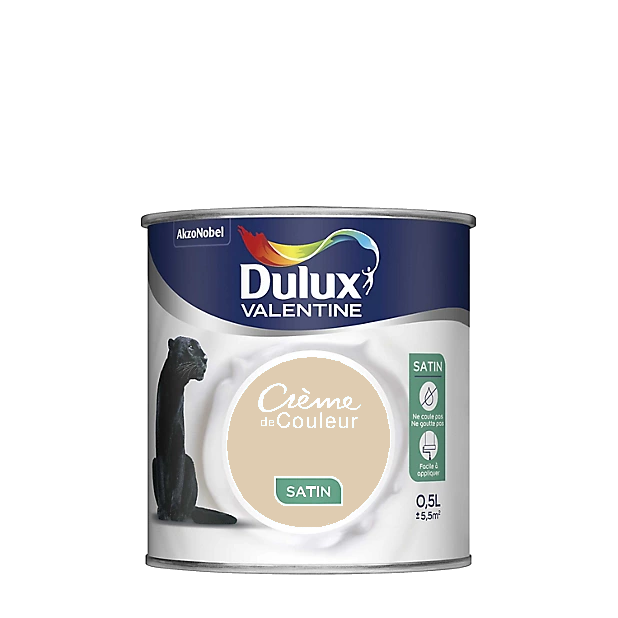 Biscuit Peinture Crème de couleur Satin Dulux Valentine 0.5L | PEINTURE DISCOUNT