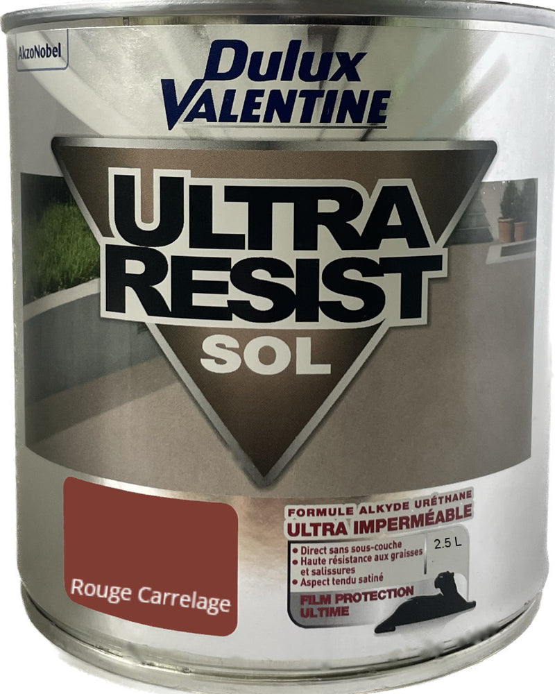 Rouge Carrelage Ultra Resist Sol Dulux Valentine 2,5 L | PEINTURE DISCOUNT