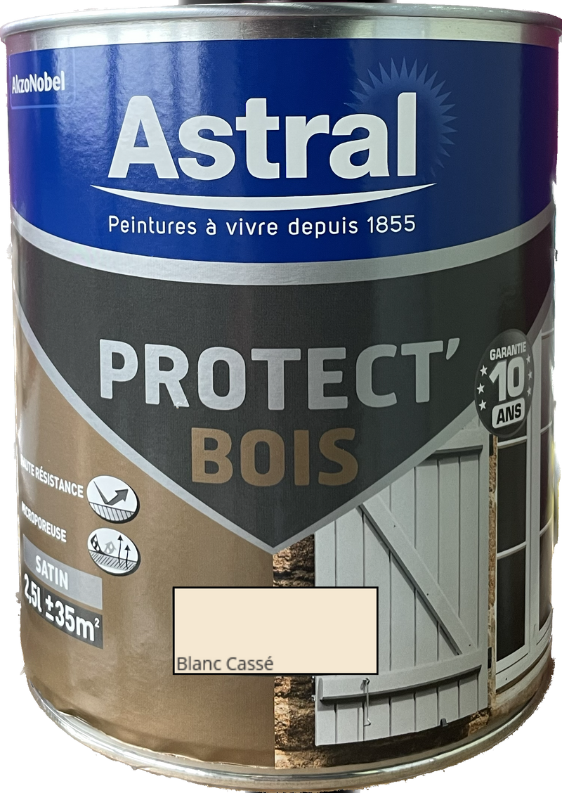 Blanc Cassé Protect' Bois Astral 2,5 L | PEINTURE DISCOUNT