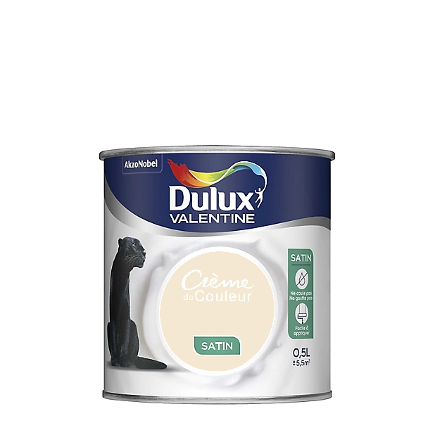 Blanc Cassé Peinture Crème de couleur Satin Dulux Valentine 0.5L | PEINTURE DISCOUNT