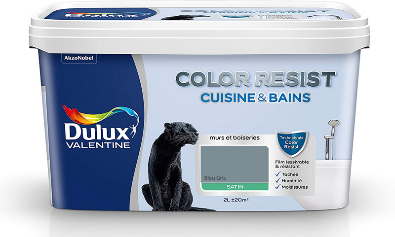 Bleu Gris Color Resist Cuisine & Bains Dulux Valentine | PEINTURE DISCOUNT