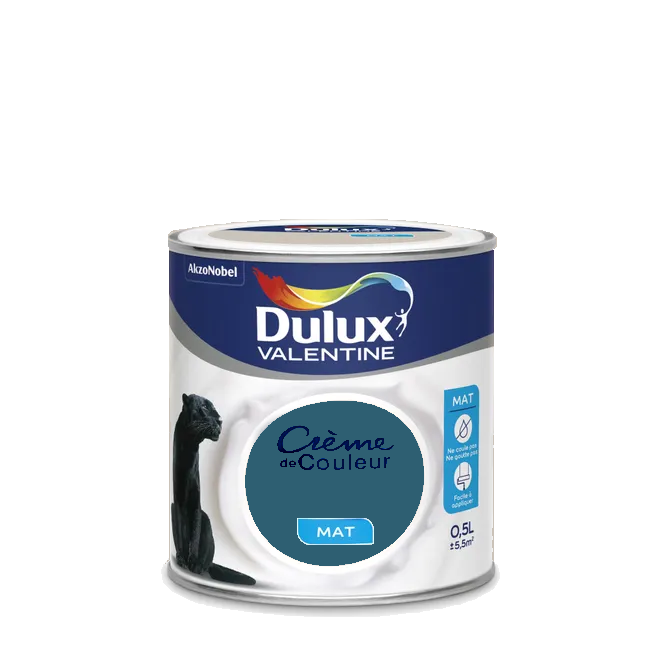 Bleu Paon Peinture Crème de couleur Mat Dulux Valentine 0.5L | PEINTURE DISCOUNT