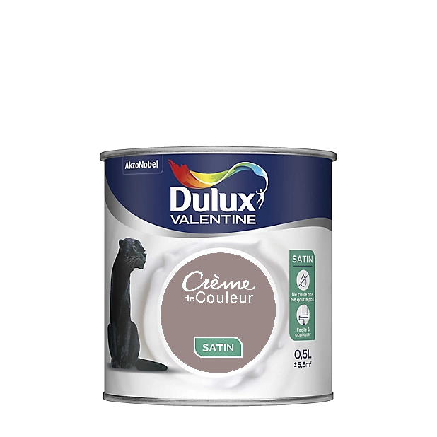 Brun Cachemire Peinture Crème de couleur Satin Dulux Valentine 0.5L | PEINTURE DISCOUNT