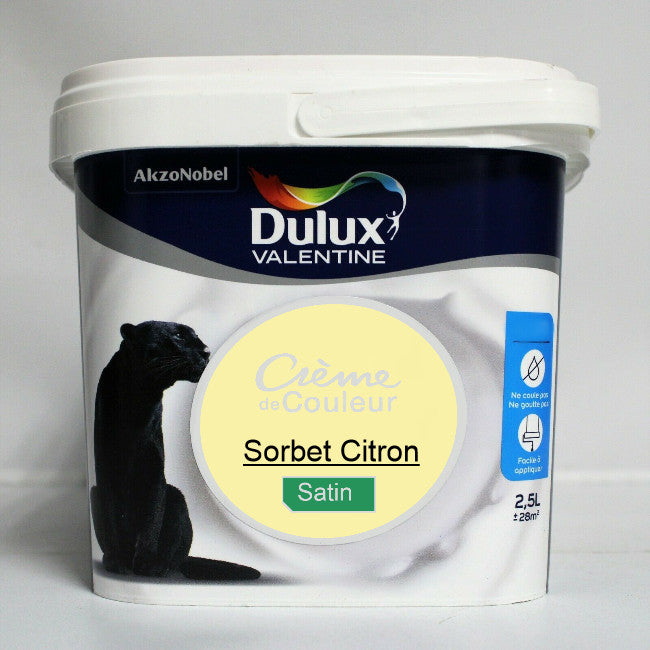 Crème de couleur Satin sorbet citron 2.5L Dulux Valentine I Peinture Discount