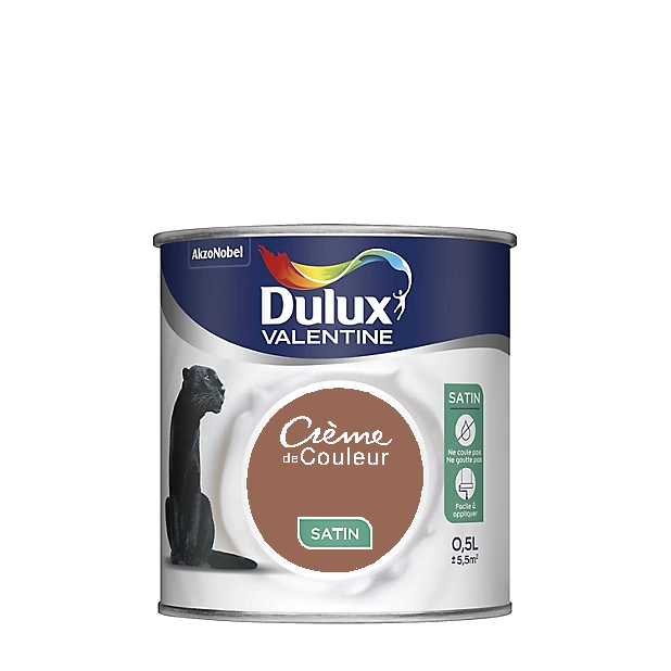 Chocolat Peinture Crème de couleur Satin Dulux Valentine 0.5L | PEINTURE DISCOUNT