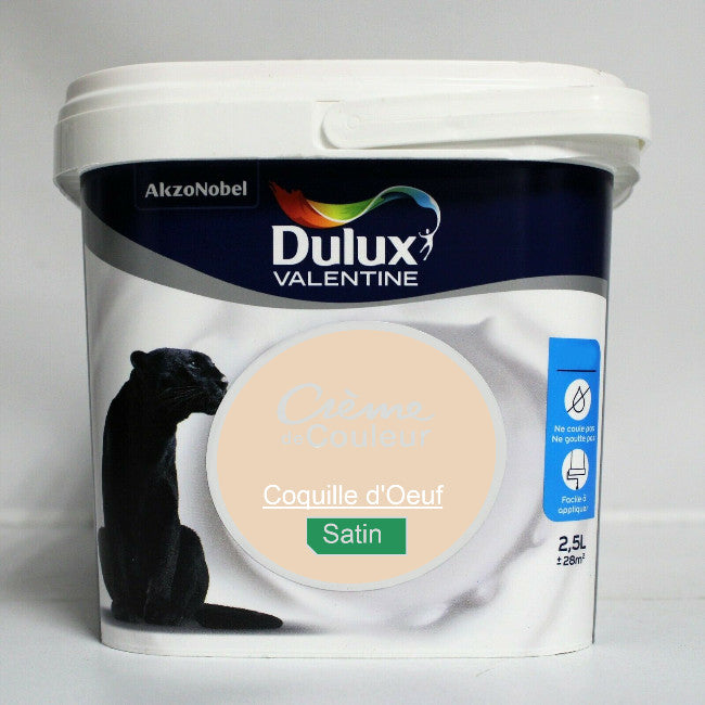 Crème de couleur Satin coquille oeuf 2.5L Dulux Valentine I Peinture Discount