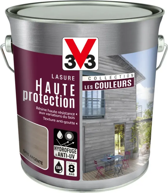 Gris Argenté  Lasure Haute Protection V33 2L5 | PEINTURE DISCOUNT