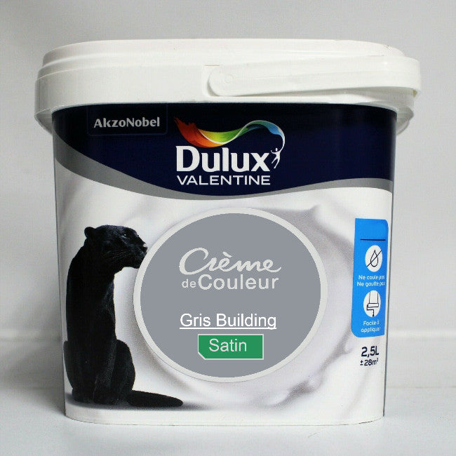 Crème de couleur Satin gris building 2.5L Dulux Valentine I Peinture Discount