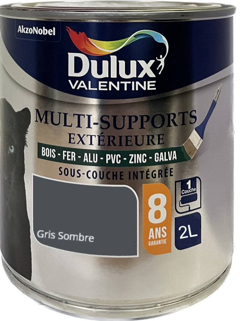 Gris Sombre Peinture Multi-Supports Dulux Valentine 2 L | PEINTURE DISCOUNT