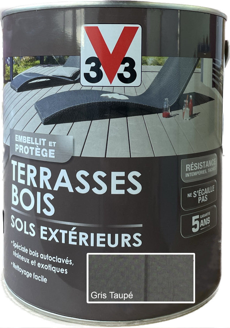 Gris Taupé Peinture Terrasses Bois V33 | PEINTURE DISCOUNT