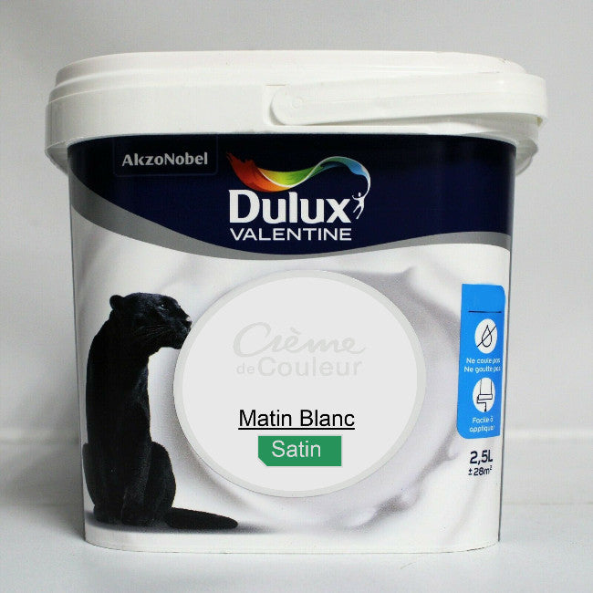Crème de couleur Satin matin blanc 2.5L Dulux Valentine I Peinture Discount