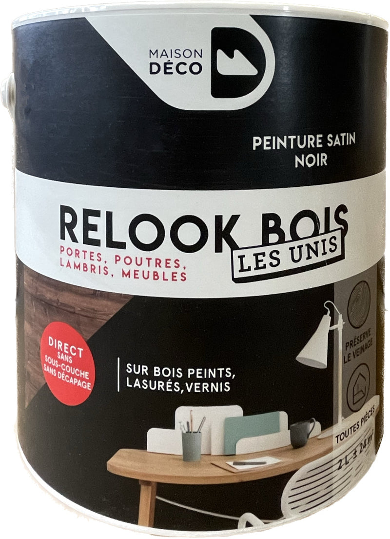 Peinture Meuble Et Boiserie Relook Maison Deco Noir Intense Satiné 200 Ml