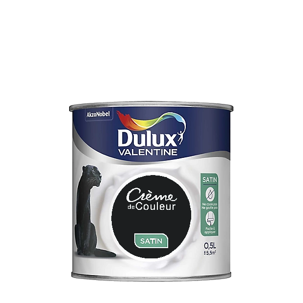 Noir Peinture Crème de couleur Satin Dulux Valentine 0.5L | PEINTURE DISCOUNT