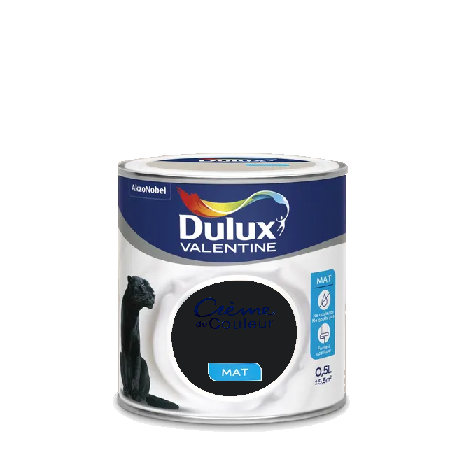 Noir Peinture Crème de couleur Mat Dulux Valentine 0.5L | PEINTURE DISCOUNT