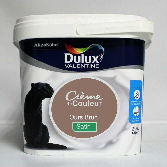 Crème de couleur Satin ours brun 2.5L Dulux Valentine I Peinture Discount