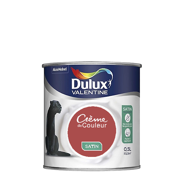 Rouge Brique Peinture Crème de couleur Satin Dulux Valentine 0.5L | PEINTURE DISCOUNT