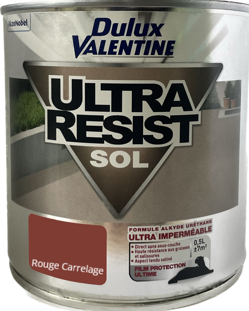 Rouge Carrelage  Ultra Resist Sol Dulux Valentine 0,5 L| PEINTURE DISCOUNT