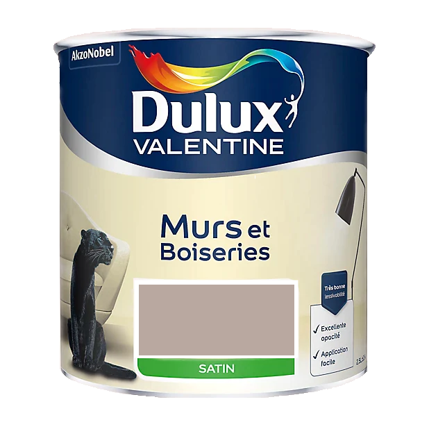 Taupe Parfaite Peinture Murs et Boiseries Dulux Valentine 2.5 L | PEINTURE DISCOUNT 