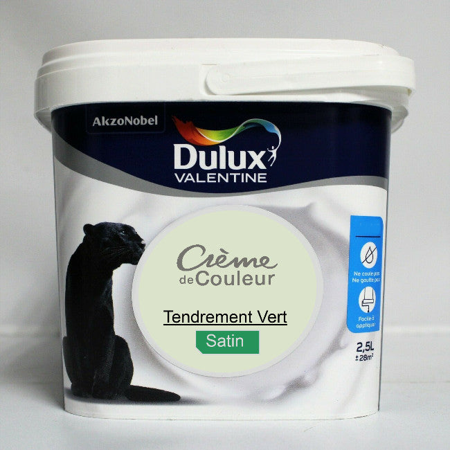 Crème de couleur Satin tendrement vert 2.5L Dulux Valentine I Peinture Discount